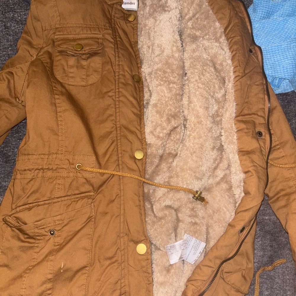 Women's Brown Jacket with Faux Fur Lining